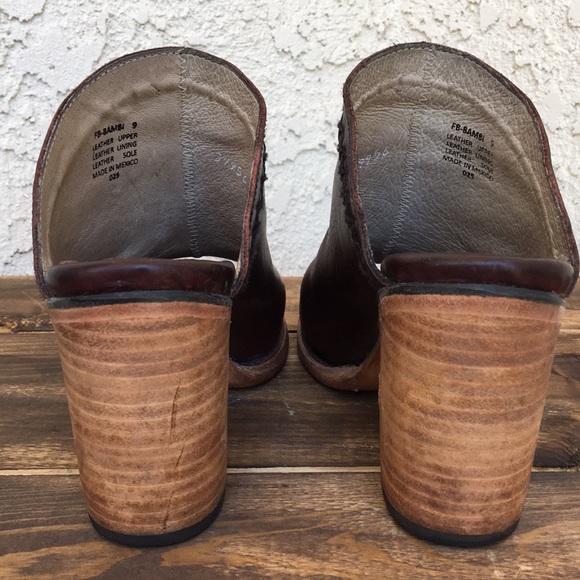 *SOLD* Freebird Bambi Brown Leather Mules Shoes 9 - Picture 6 of 8